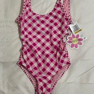 Hula Star Pink and White Gingham One-Piece Swimsuit Girls Size 3T New with Tags